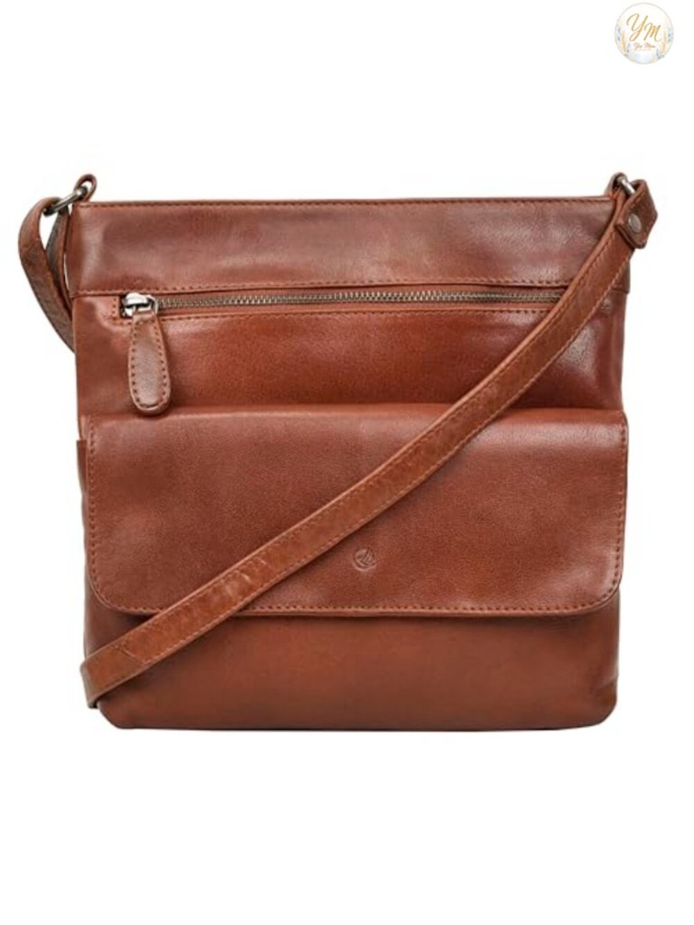 Washed Leather Crossbody Bag Adjustable Strap